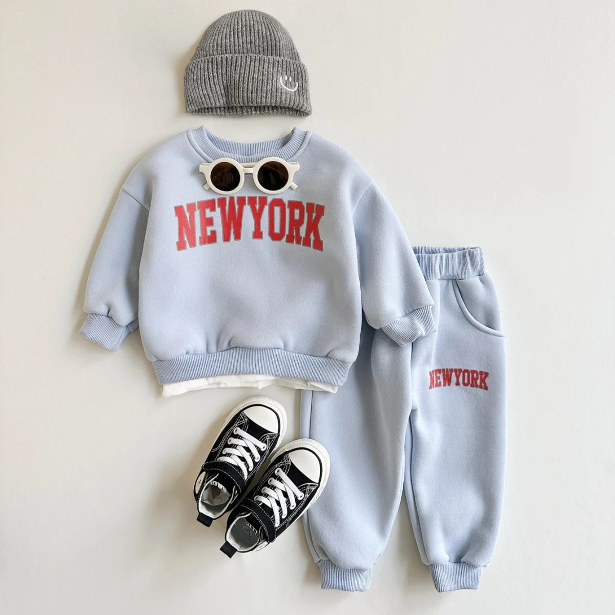 Winter Thickened Boy Girl 2PCS, Plush Letter Printing, Casual Sweatsuits Set Children's Clothing  9M - 3Y