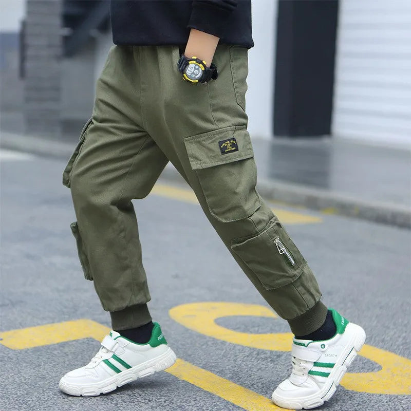 3-12 Years Old Children, Boys Cotton Fashion Pocket Pants, Teenage Outdoor Casual Sport Pant