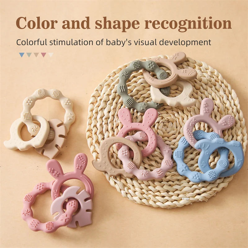 1Pcs Baby Silicone Teething Ring, BPA Free