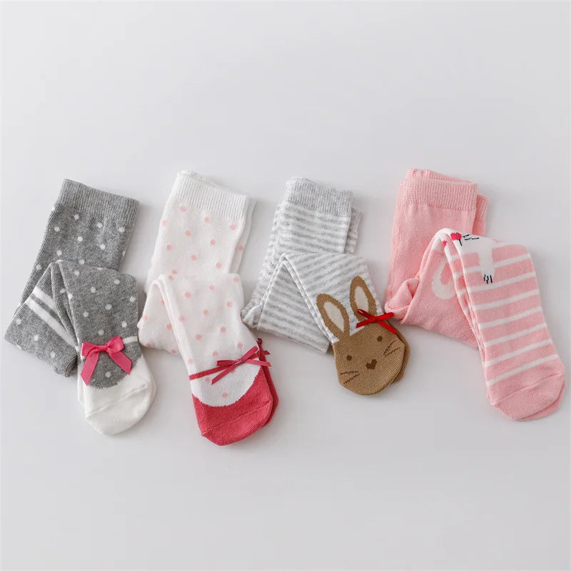 0-12M Newborn Baby Girls Knitted Cotton Print Infant Tights