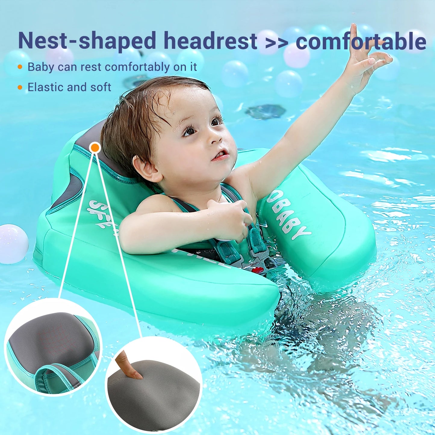 Baby Float with Sunshade Canopy and Crotch Strap Inflatable-free Safe Core Swimming Pool