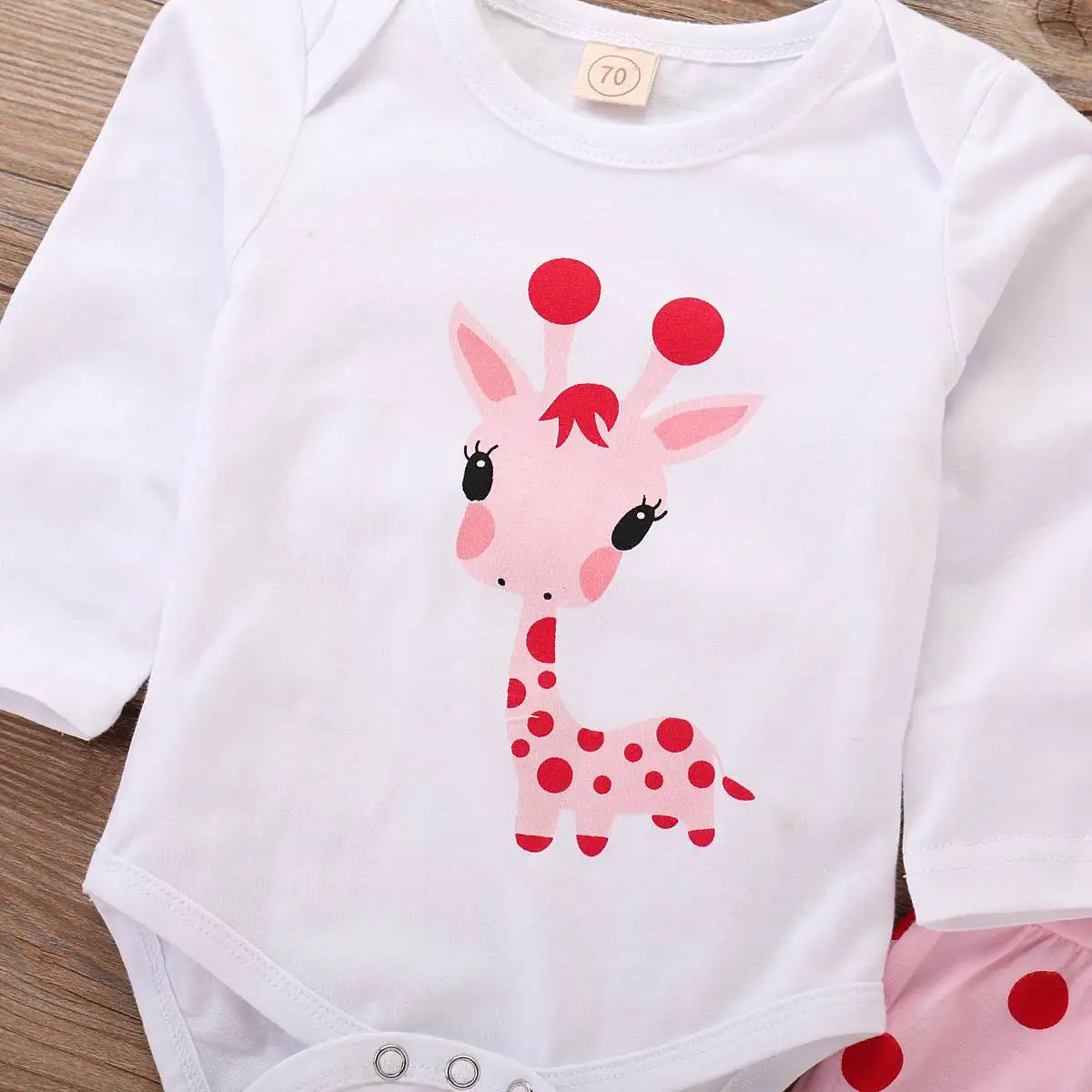 0-18 Months New Newborn Casual Polka Dot Long Sleeve T-shirt Romper +Hat, 3pcs Set Infant Girls Outfit