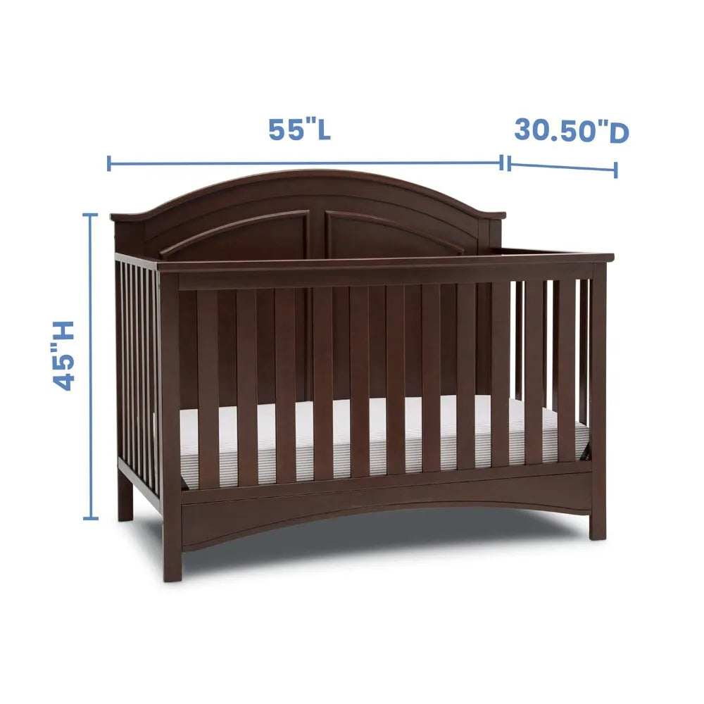 Delta Children Perry 6-in-1 Convertible Crib - Greenguard Gold Certified, Walnut Espresso