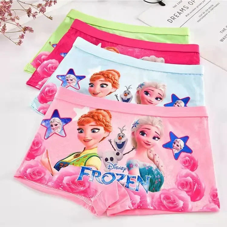 4pcs Disney Spiderman Children's Cartoon Cotton Boys Boxers, Frozen Girls Panties 3-12Y