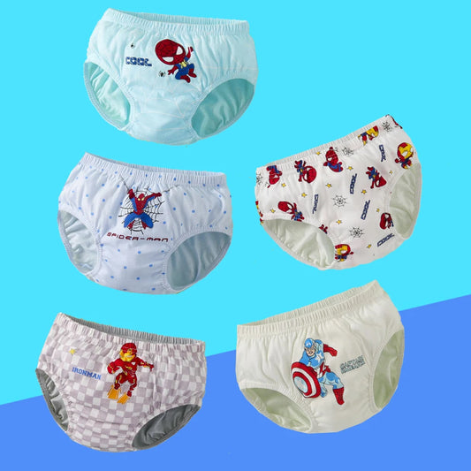 5pcs/Bag 3-7Y New Boy Triangle Underwear Spiderman Cartoon, Girl Panties