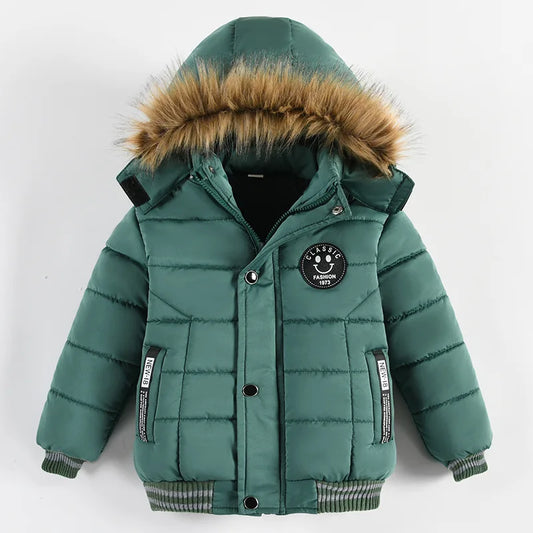 Autumn Winter Boys Jacket, Zipper, Fashion Fur Collar Boys Outerwear 2 3 4 5 6 Years