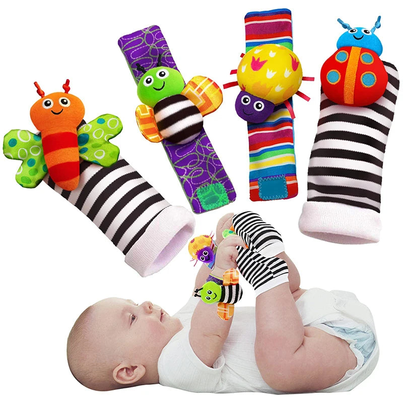 Cute Animals Wrist Rattle Foot Finder, Socks 0~12 Months